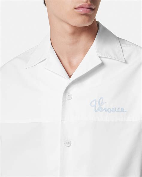 versace shirts white with blue band down the middle|Versace nautical shirt.